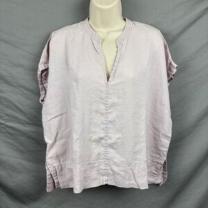 Everlane Linen Lavender Women's Top Boxy Oversized Blouse size 8 VNeck